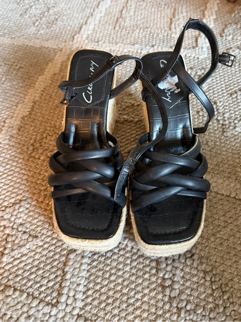 Sam Edelman Black Strappy Espadrille Sandals